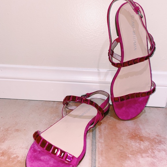 Stuart Weitzman Trailmix Jeweled Suede Sandals - Picture 4 of 5